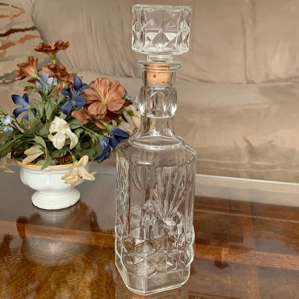 Depositata Liquor Decanter Italian Glass Cork Stopper Vintage Spirits Bottle